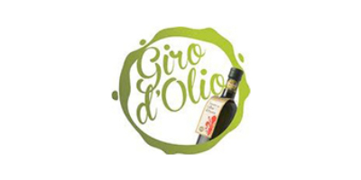 Logo of the olive oil competition "Giro d'Olio" with circular graphics in green tones and a bottle of extra virgin olive oil at the centre.